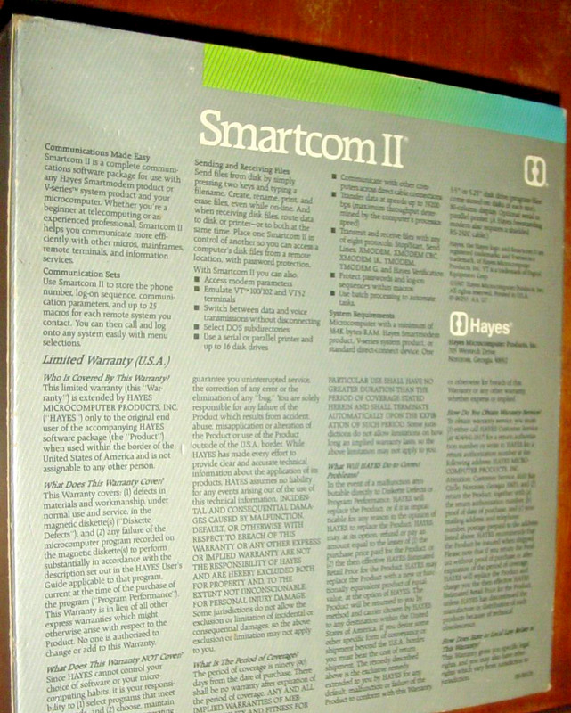 HAYES SMARTCOM II VERSION 3.0 ORIGINAL SEALED BOX + SEALED USERS GUIDE FOR DOS gallery