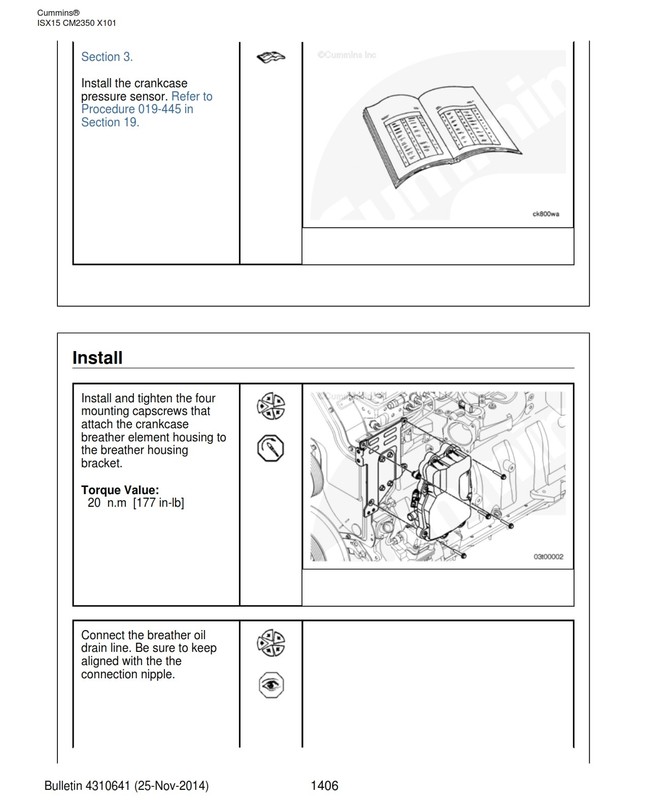 Cummins Signature ISX15 450ST CM2350 X101 Service Repair Manual 1-2 4310641 USB gallery