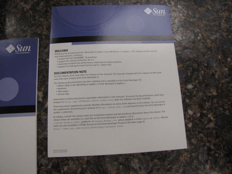 SUN Microsystem Forte Developer 6 Update Install Kit w/ Manuals CD Software-MP25 gallery