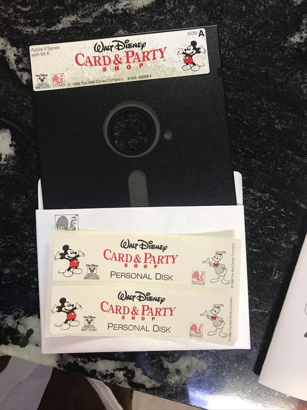 Walt Disney Card & Party Shop by Bantam Software for Apple II+,IIe,IIc,IIgs 1986 gallery