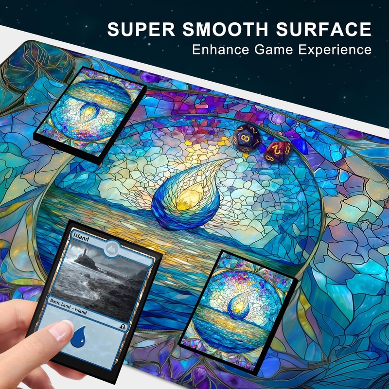 Katomula MTG Playmat TCG Card Game Playmat Stitched Edge Non-Slip Rubber 24x14 I gallery