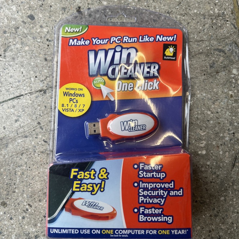 Win Cleaner One-Click PC Cleaner New In Package Speed Boost USB, As Seen on TV.
