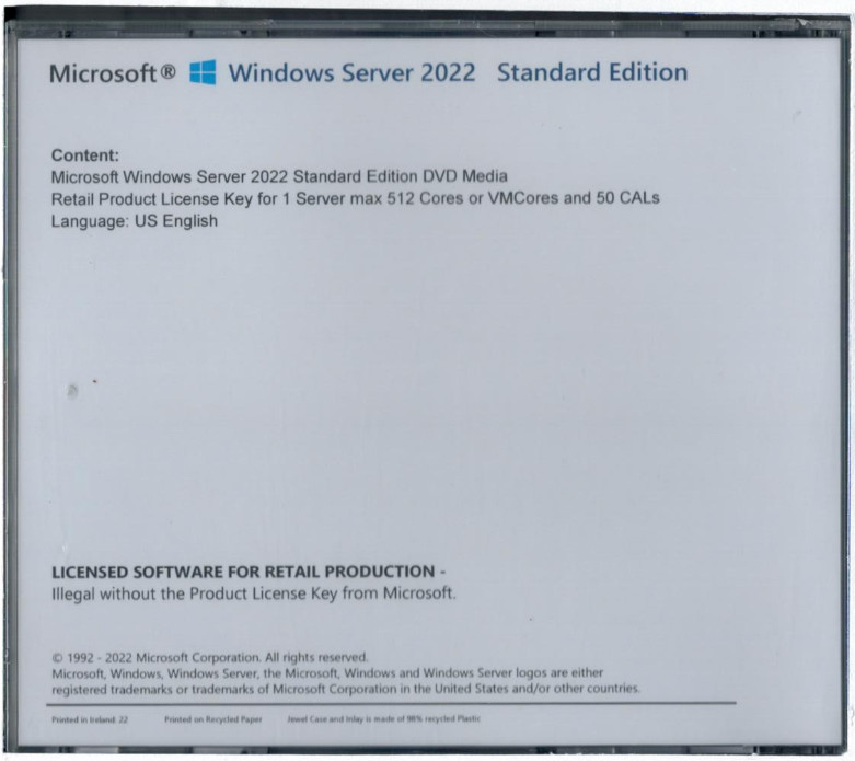 Windows Server 2022 Standard Edition with 50 CALs. Retail License, English. gallery