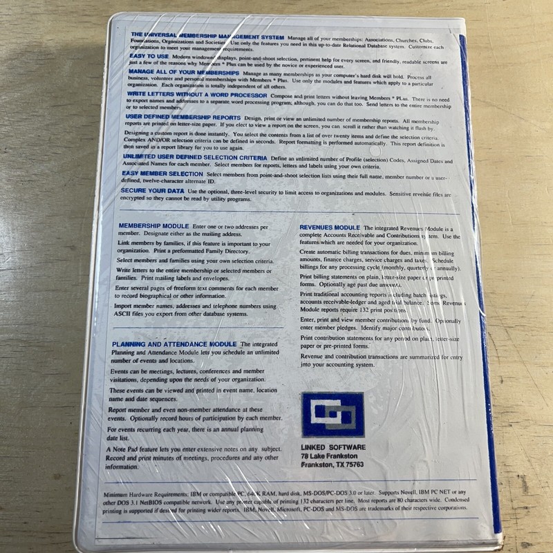 The universal membership management system sealed. POC-DOS 3.0 or later gallery
