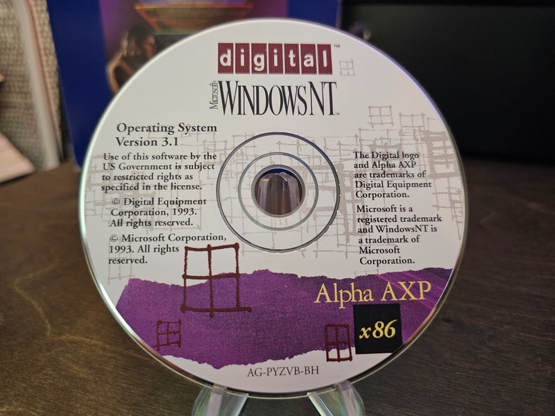 ULTRA RARE: Microsoft Windows NT 3.1 Digital Alpha AXP x86 CD! (RTM, not Beta)