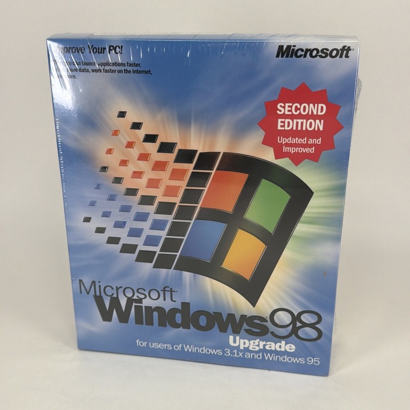 Microsoft Windows 98 Upgrade Second Edition – NEW & SEALED Windows 3.1 and 95