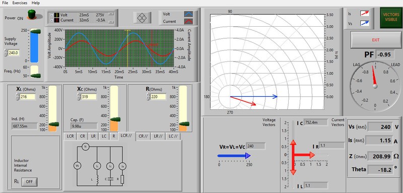 Impedance Software Simulator for series parallel ac circuit practical exercises gallery