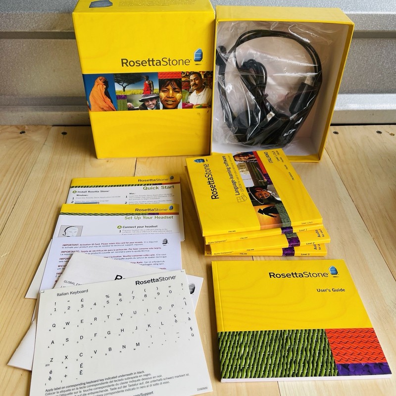 Rosetta Stone Italian Level 1 Version 3 Software CDs With Headphones