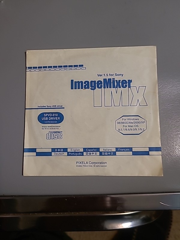 Image Mixer Version 1.5 For Sony USB Driver CD Rom Disk for Windows 98/98SE….