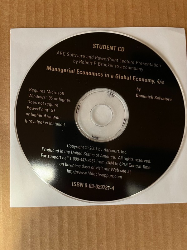 Managerial Economics in a Global Economy, 4/e CD-ROM, by Dominick Salvatore