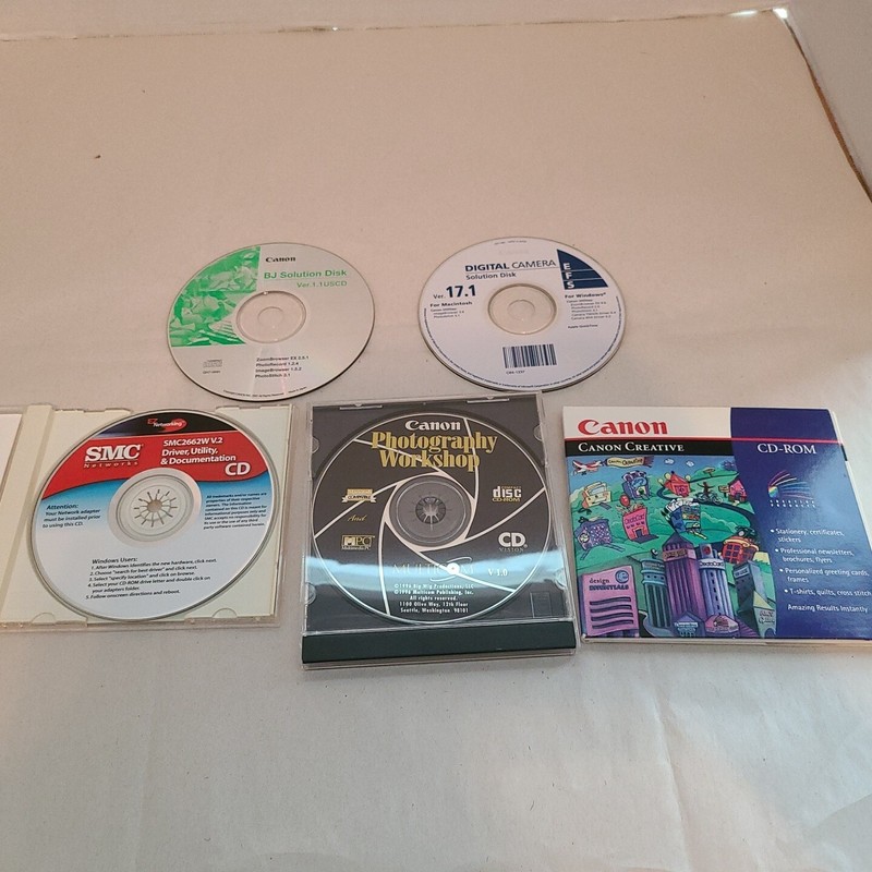 Lot of 5 CDs PC CD-ROMs – Canon Printer Drivers Photography SMC Creator