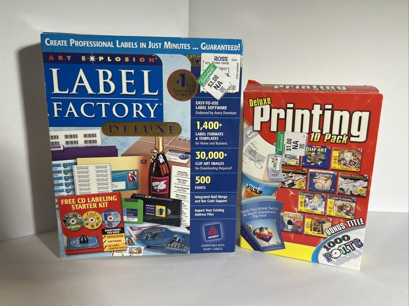 Art Explosion Label Factory Deluxe Version Software Windows 98 & Printing Pack