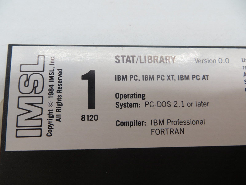 IMSL STAT/LIBRARY Version 0.0 5.25" Floppy Disks for IBM PC/XT/AT computers 1984 gallery