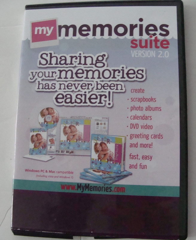 2009 My Memories Suite v2.0 Windows7 XP Vista/Mac 10.4.8 Software w Case & Key