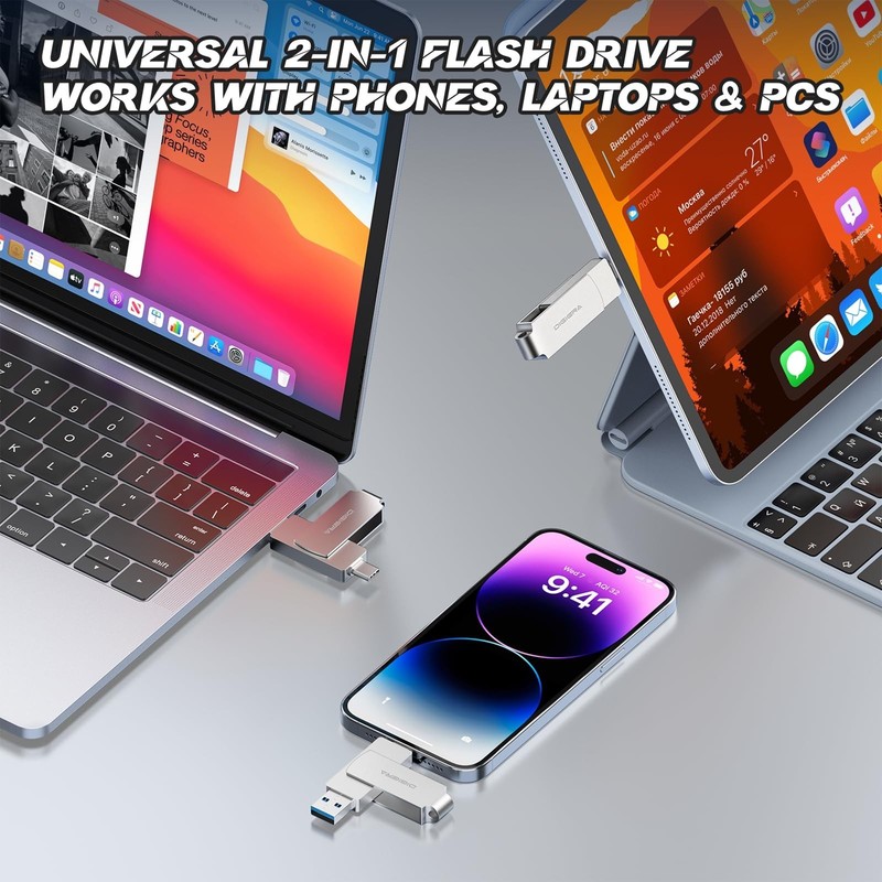 128GB 2‑in‑1 USB‑A & USB‑C Flash Drive, USB 3.2 Gen 1 Th gallery