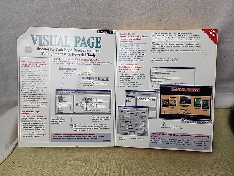 Symantec Visual Page PC CD Windows 95 New In Box Software Web Page Builder Seal gallery