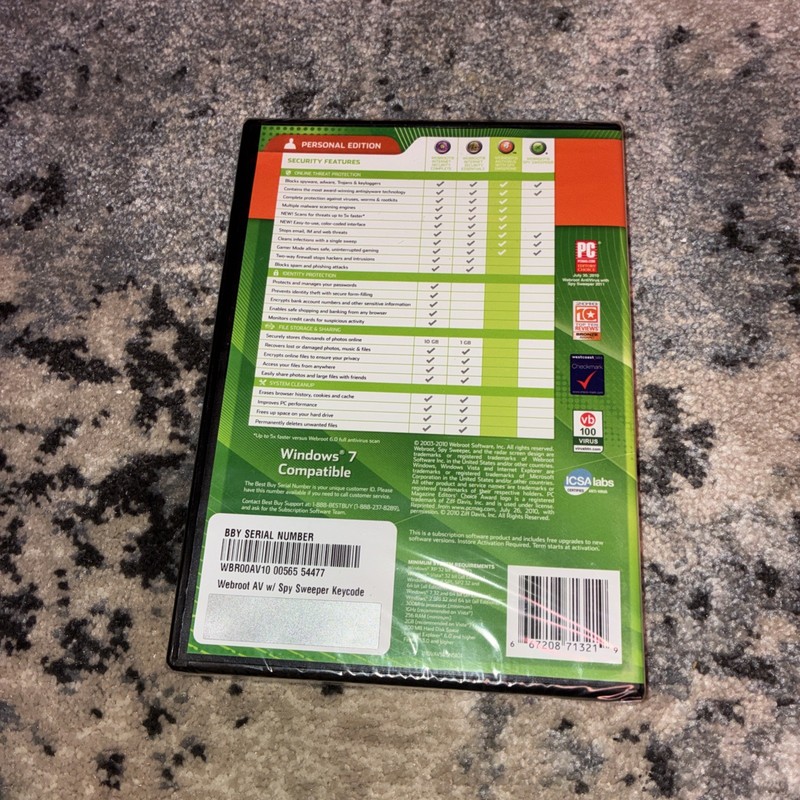 Webroot Antivirus 2010 with Spy Sweeper 2011 - Personal Edition, New/Sealed gallery