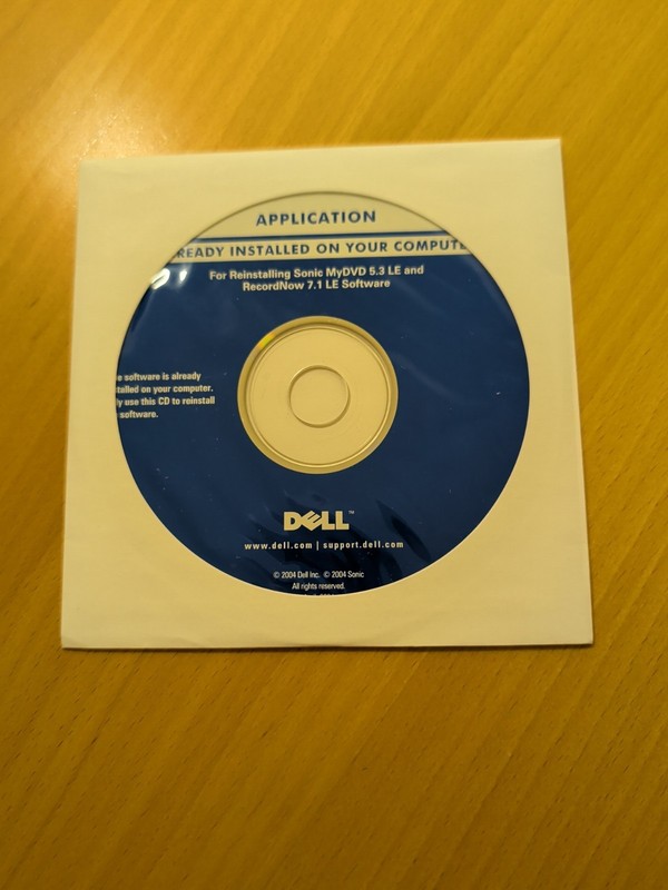 Dell Sonic MyDVD 5.3 LE & RecordNow 7.1 LE Reinstall Disc 2004
