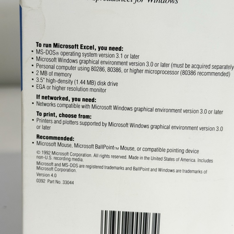 Microsoft Excel for Windows 4.0 Upgrade Version 3.0 Vintage Software READ ALL gallery
