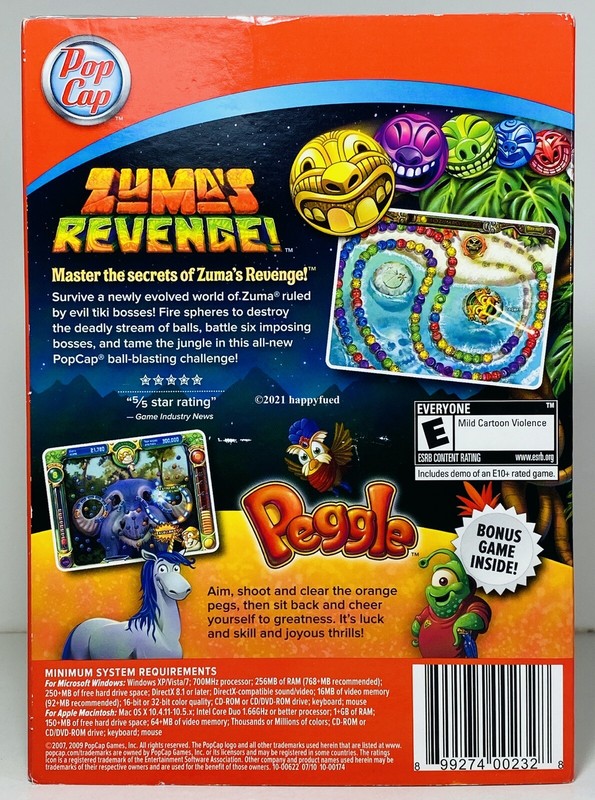 Zumas Revenge With PEGGLE PC CD ROM Windows or MAC Rated E for Everyone Factory gallery