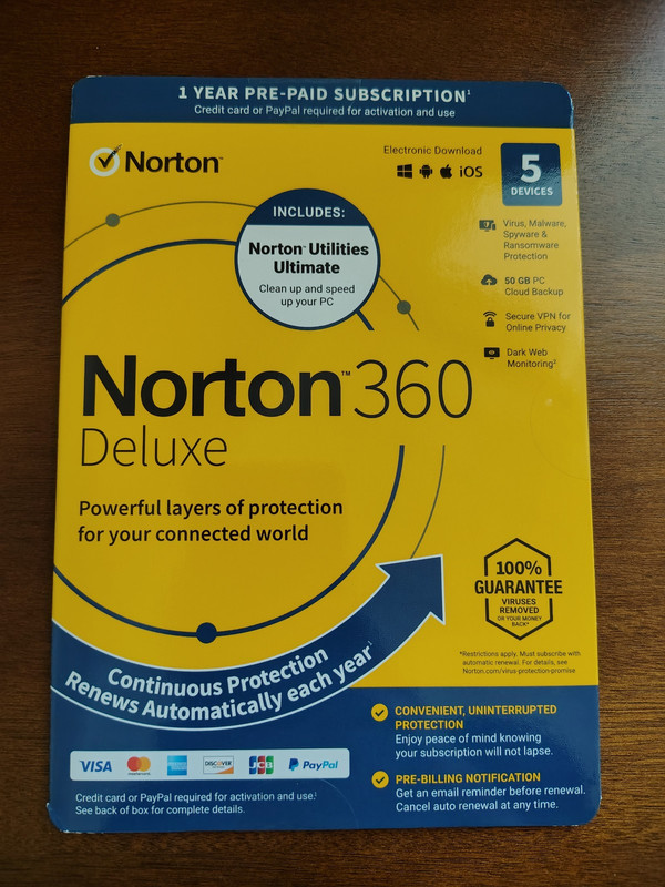 Norton 360 Deluxe for 5 Devices/1 Year + Norton Utilities Ultimate New Ships Fas