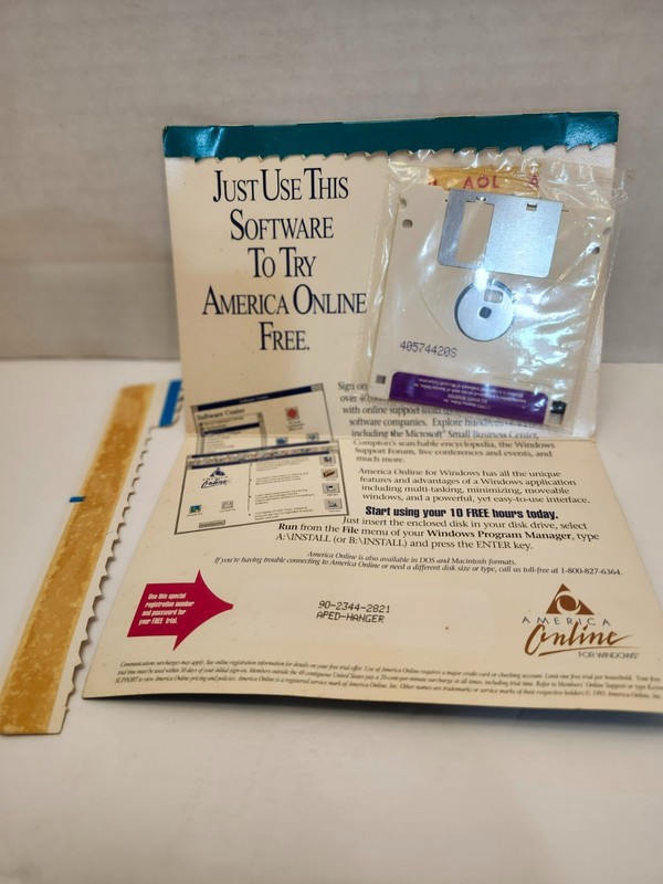 Vintage AOL America Online Windows 1.1 in original mailer 3.5” Floppy Disk