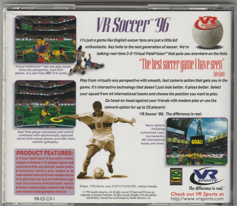 VR Soccer '96 CD - VR Sports gallery