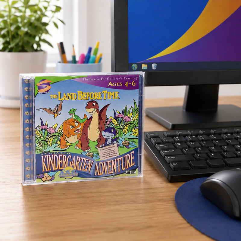 💿 VTG 1998 Land Before Time CD-ROM Kindergarten Adventure + Toddler Time Game
