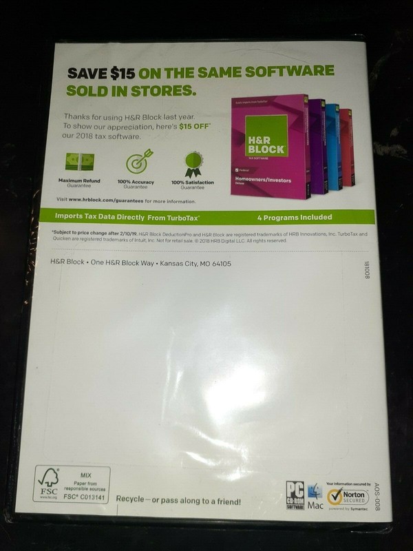 H&R Block Homeowners/Investors Deluxe Tax Software (PC, Mac, 2018) NEW!!! gallery