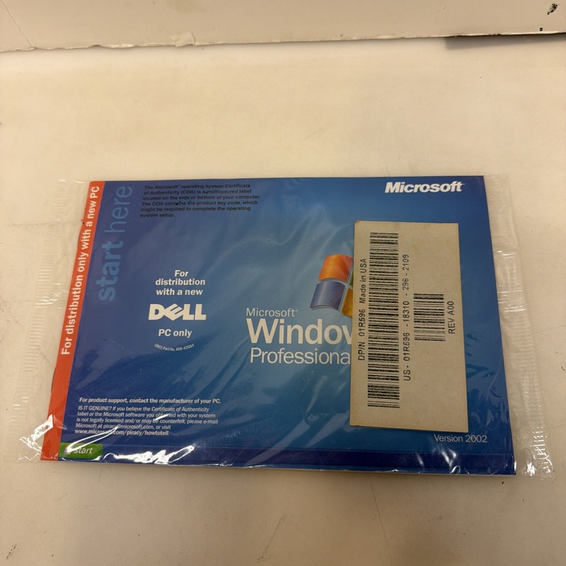 SEALED, NEW Microsoft Windows XP Professional, Reinstallation CD 2002 Dell