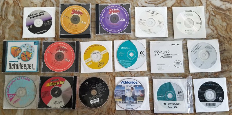 VARIOUS Vintage Windows PC Software CD discs Serif Sony Logitech P-touch DeLorme
