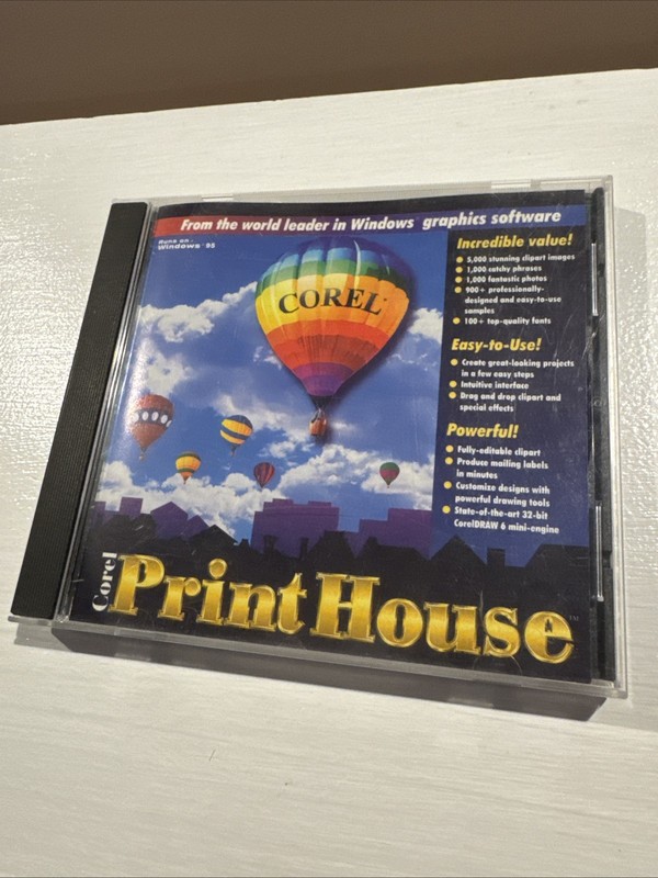 Corel Print House for Windows CD Runs on Windows 95 and IBM PC 486 DX Clipart