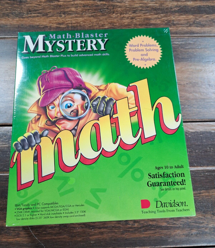 Davidson Math Blaster Mystery Learning Pre-Algebra IBM Tandy PC Compatible 1991