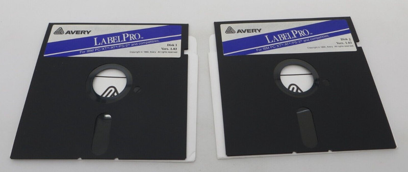 Avery LABEL PRO 1990 5.25″ Floppy Disks for IBM PC/XT/PS/2 and compatibles