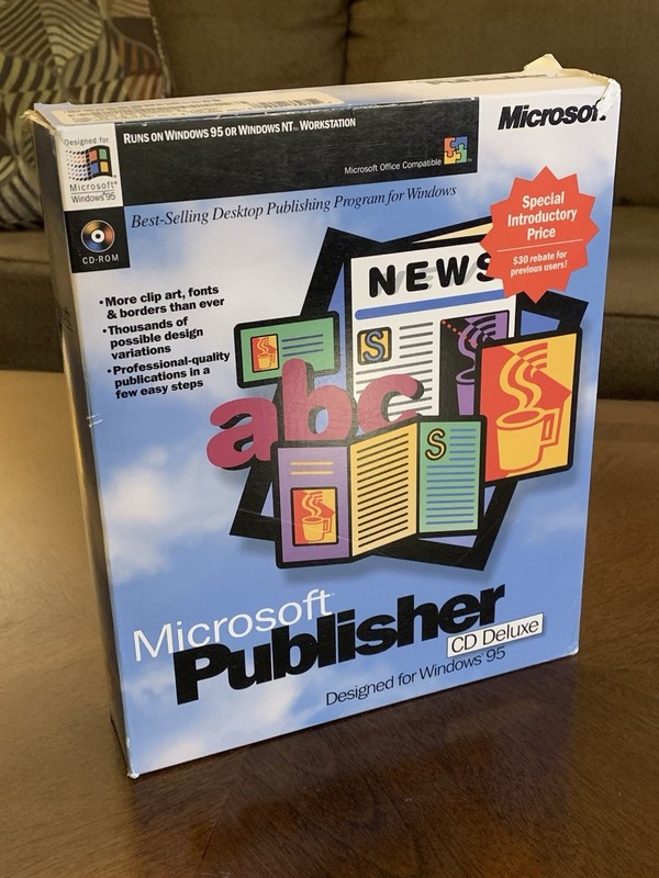 Microsoft Publisher CD Deluxe for Windows 95 -Desktop Publishing, Fonts, Clipart