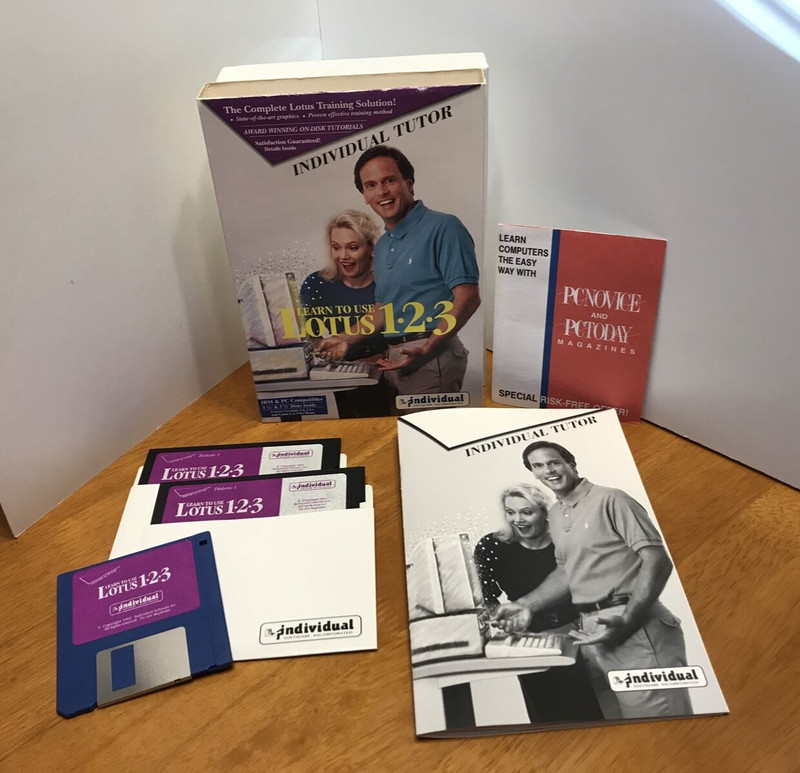 **Vintage LEARN TO USE LOTUS 1-2-3 INDIVIDUAL SOFTWARE TUTOR RETAIL PACKAGE