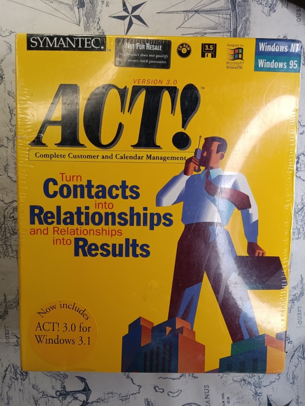 Symantec ACT! Version 3.0 1996 Windows NT 95 3.1 CD-ROM/3.5″ Floppy Big Box New
