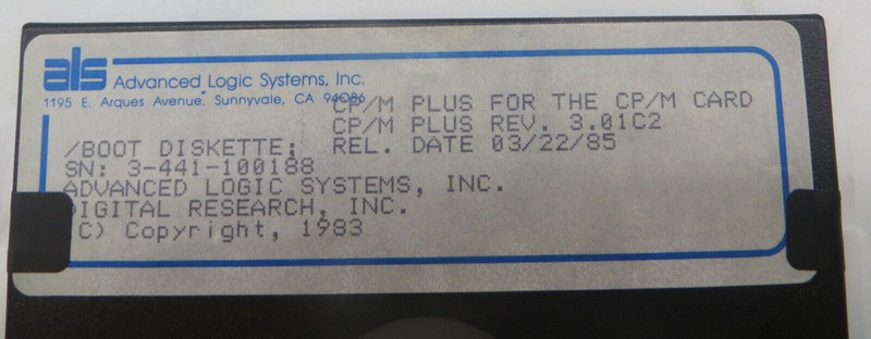 CP/M PLUS REV. 3.01C2 5.25" Floppy Disk 1985 Advanced Logic Systems Inc. #4033 gallery
