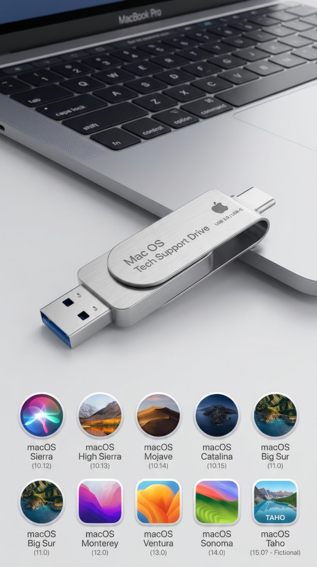 |Mac OS Tech Support Drive – Dual Connection USB 3.0 & USB-C| Easy Instructions gallery