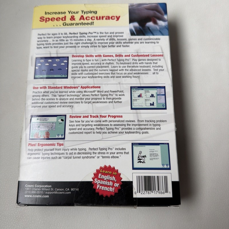 Perfect Typing Pro : Cosmi : Windows 98 SE/ME/2000/XP Software Sealed 2005 gallery