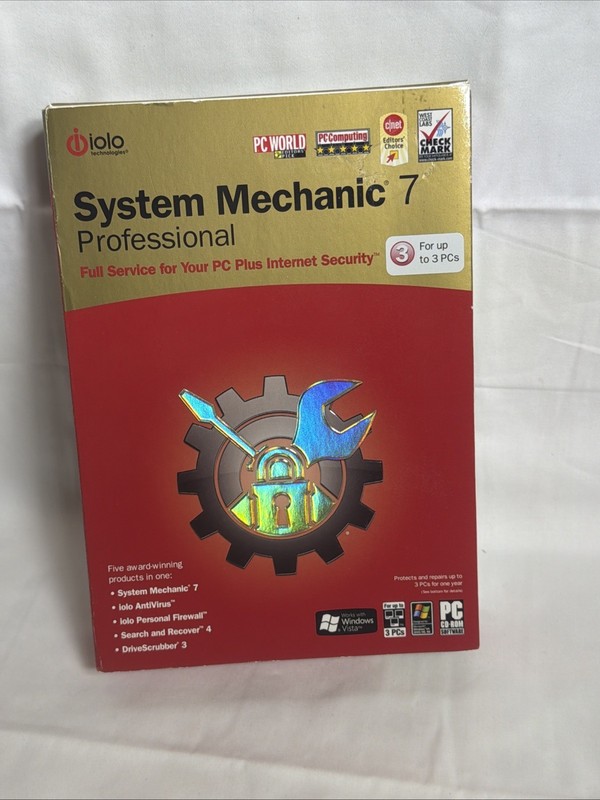 Iolo System Mechanic 7 Professional For Windows 98 Me 2000 XP Vista For 3pcs NOS