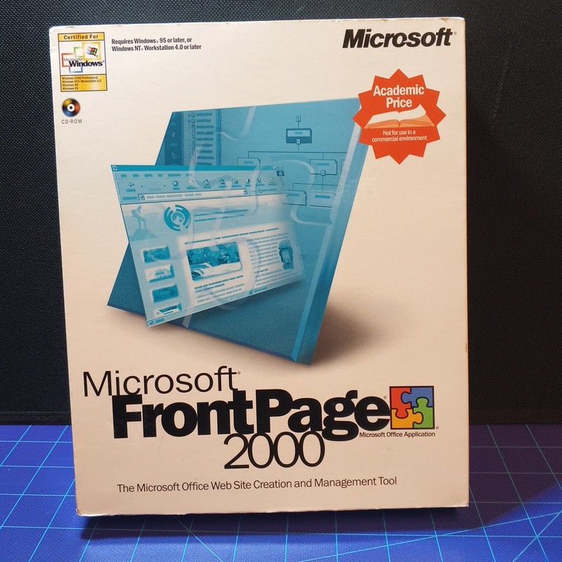 Vtg Sealed Microsoft Office Front Page 2000 Original Big Box Rare SEE PICS