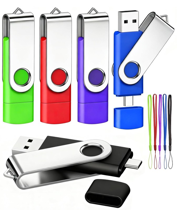 AGECASH 4GB USB-C Dual Flash Drive 5 Pack | 2-in-1 USB A + Type C Flash Drive...