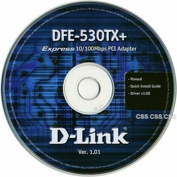 D-Link Ver. 1.01 DFE-530TX+ Express 10 100 Mbps PCI Adapter Drivers & Manual CD