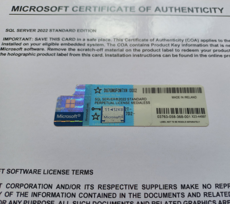 Microsoft SQL Server 2022 Standard 24 Core unlimited User CALs CoA DG7GMGF0M7XW gallery