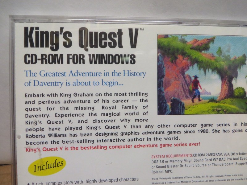 CD ROM VINTAGE 1990's PC SOFTWARE " KINGS QUEST V " adventure game gallery