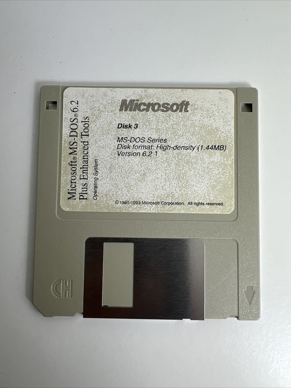 Microsoft MS-DOS•6.2Plus Enhanced ToolsOperating System, 3.5 Disks 1,2, and 3. gallery