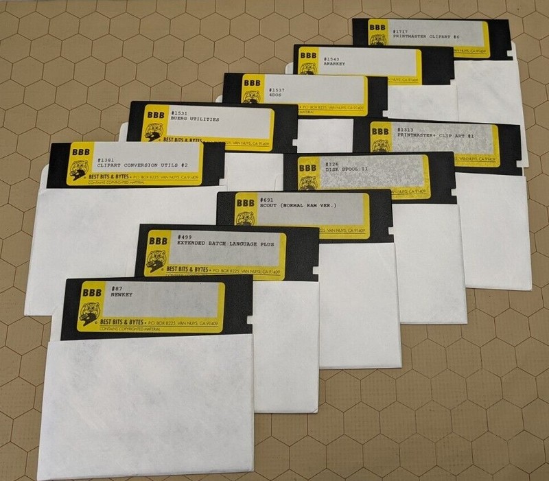 5 1/4 Inch Floppy – 10 Disk Collection – Printmaster+ Clipart Buerg Utilities