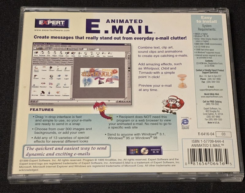 Animated E-mail Vintage Expert Software 1999 CD ROM - Windows 95, 98 💿 gallery