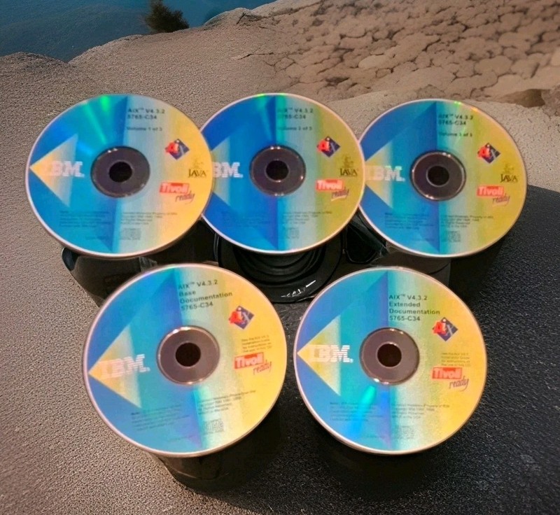 IBM AIX V4 3.2 / 5765-C34 – UNIX Software Vol 1-3 + Base & Ext. Docs CDs 5 Discs